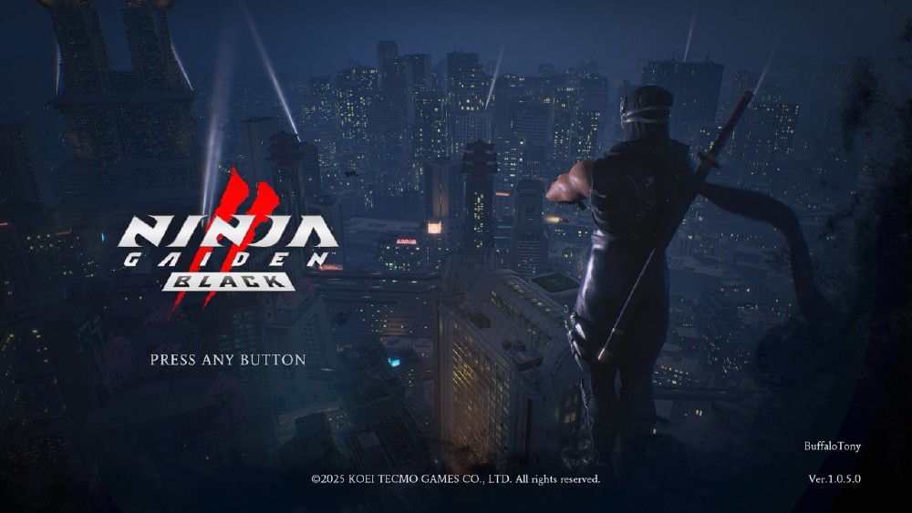 The Title Screen for Ninja Gaiden 2 Black